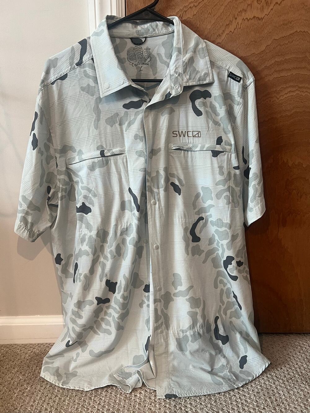 Green Camo Skinny Water Culture Button Down Shirt